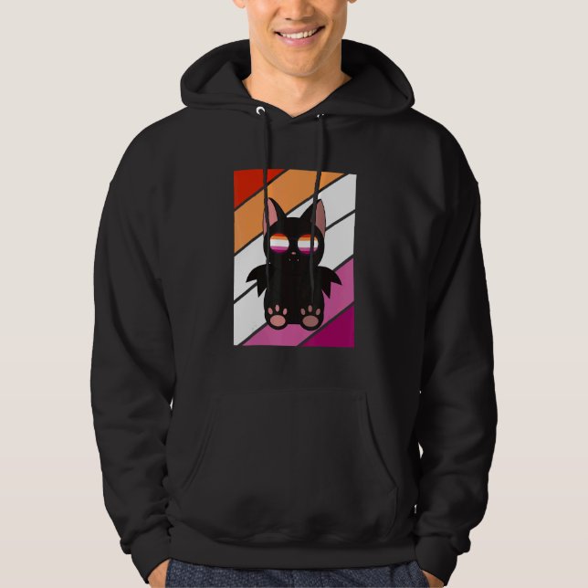 Bat With Pride Lesbian Flag LGBTQ Proud Ally Pride Hoodie (Front)