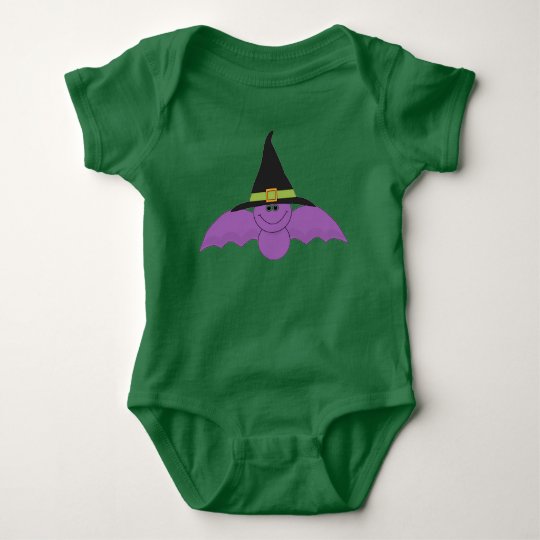 Bat with Witchs Hat Baby Bodysuit