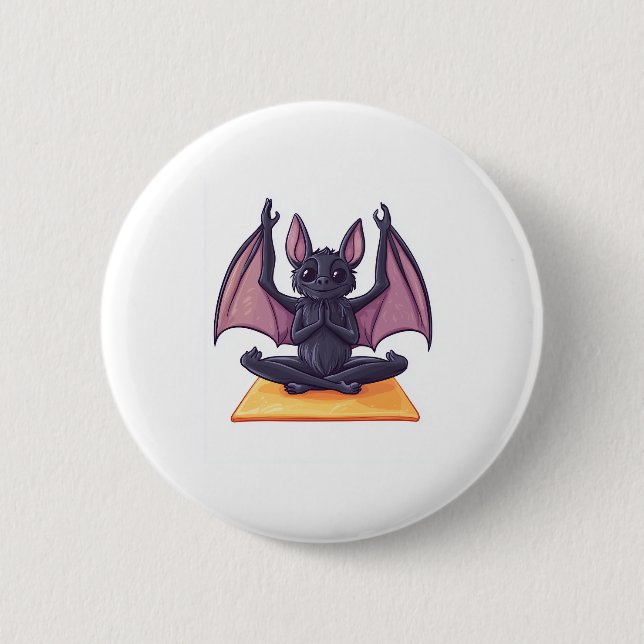 Bat Yoga Flow 2 Inch Round Button (Front)