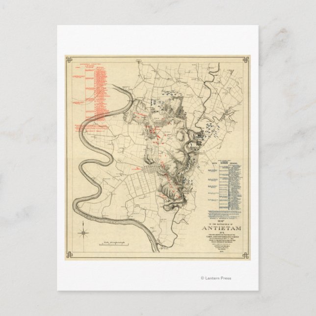 Bataille d'Antietam - Guerre civile Carte panorami (Devant)