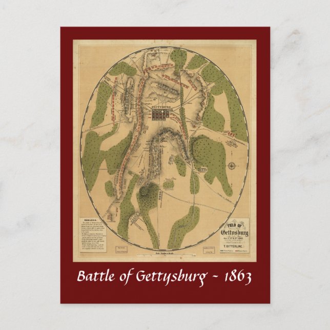 Bataille de Gettysburg Carte - 1863 (Devant)