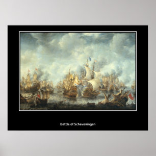 Bataille de Scheveningen 1653 Affiche Vintage