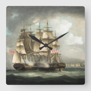 Bataillons GB USA Man of War Ships Horloge murale
