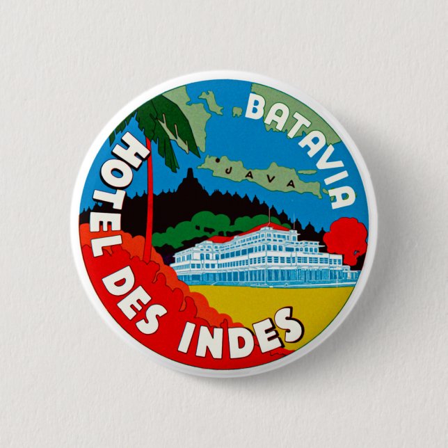 Batavia Hotel Des Indies 2 Inch Round Button (Front)