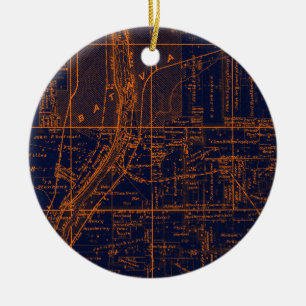 BATAVIA ILLINOIS 1871 MAP FOX RIVER VALLEY CERAMIC ORNAMENT