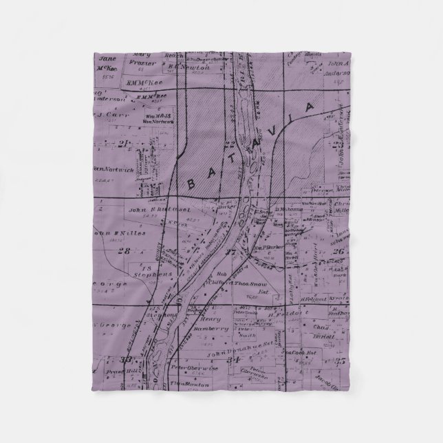 BATAVIA ILLINOIS 1871 MAP FOX RIVER VALLEY FLEECE BLANKET (Front)