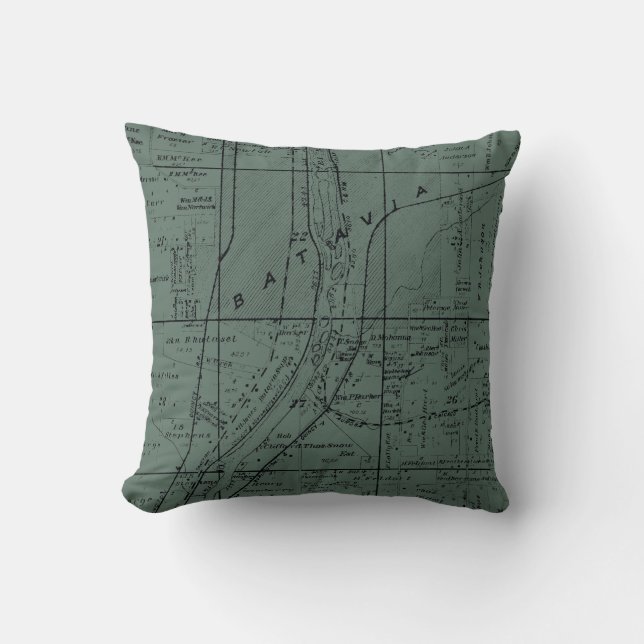BATAVIA ILLINOIS 1871 MAP FOX RIVER VALLEY THROW PILLOW (Front)