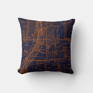 BATAVIA ILLINOIS 1871 MAP FOX RIVER VALLEY THROW PILLOW