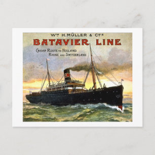 Batavier Line - Vintage Travel Postcard