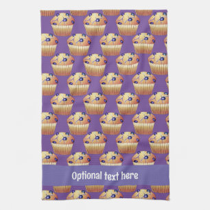 Batch of Blueberry Flavour Muffins with Own Text Kitchen Towel