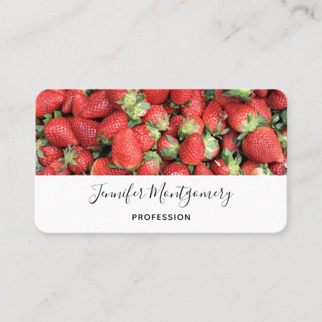 Batch of Red Juicy Strawberries Business Card (Front)