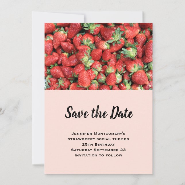Batch of Red Juicy Strawberries Save The Date (Front)
