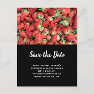 Batch of Red Juicy Strawberries Save the Date Invitation Postcard