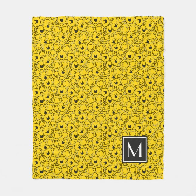 Batch of Yellow Smiles Pattern | Monogram Fleece Blanket (Front)