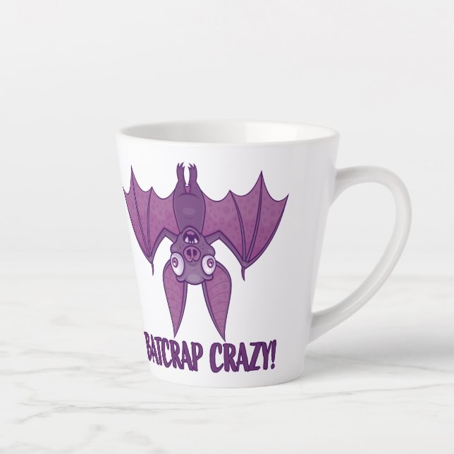 Batcrap Crazy Wacky Cartoon Bat Latte Mug (Right)