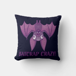 Batcrap Crazy Wacky Cartoon Bat Throw Pillow