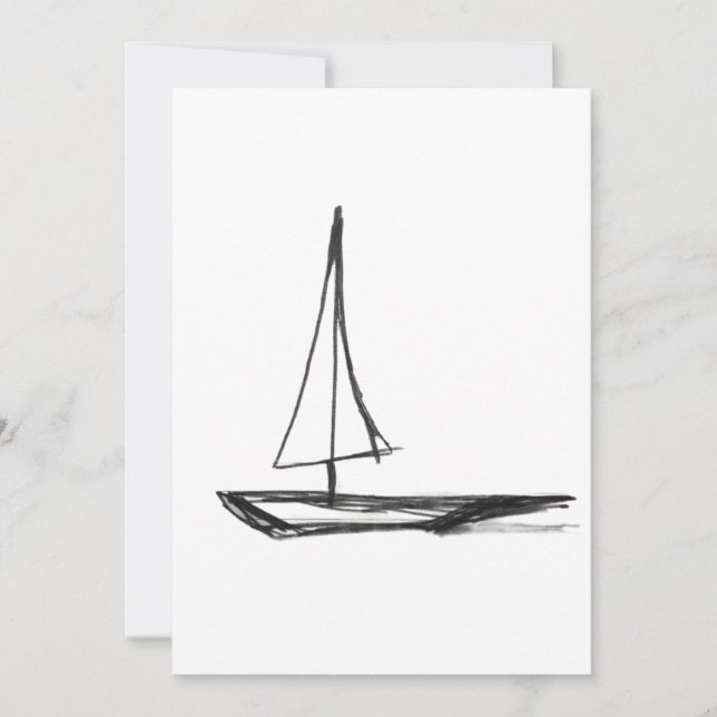 Bateau 1 carte de vacances à plat (Devant)
