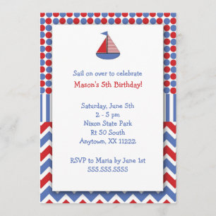 Bateau à voile Anniversaire Fête invitation / bleu