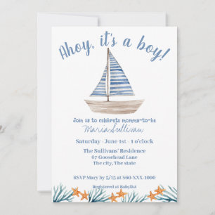BATEAU À VOILE BÉBÉ GARÇON Douche Invitation