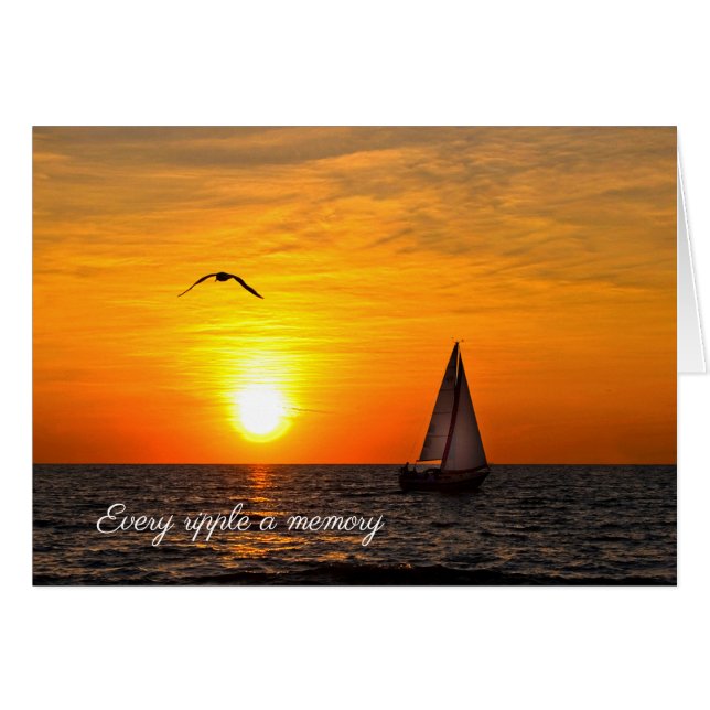 Bateau à voile et coucher de soleil sur le lac (Devant horizontal)