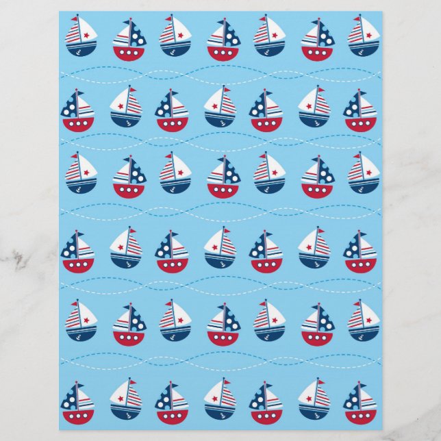 Bateau à voile nautique Baby Scrapbook Papier (Devant)