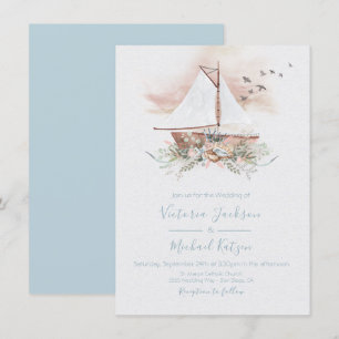 Bateau à voile Nautique invitations de mariage