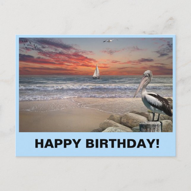 Bateau à voile sur carte postale d'anniversaire (Devant)