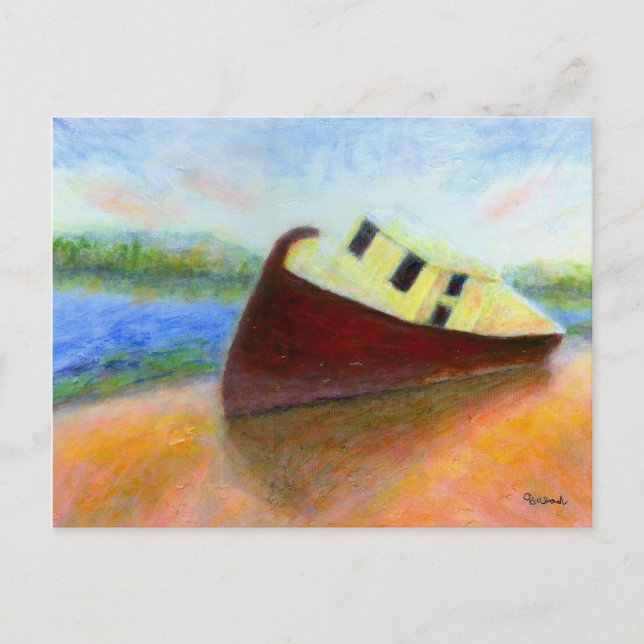 Bateau abandonné, carte postale (Devant)