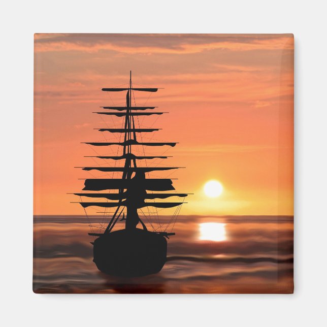 Bateau au coucher du soleil aimant (Devant)
