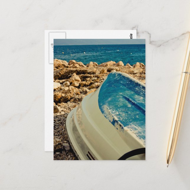 Bateau avec mer en carte postale arrière - plan (Devant/Arrière en situation)