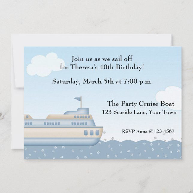 Bateau de croisière, Invitation À Thème Nautique (Devant)