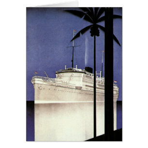 Bateau de croisière tropical et palmiers vintage p