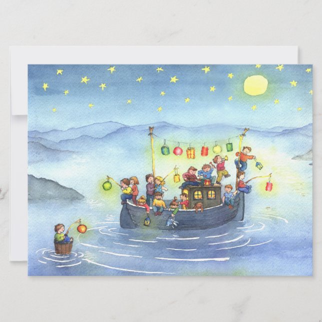 Bateau de fête avec enfants Invitation de fête d'a (Devant)