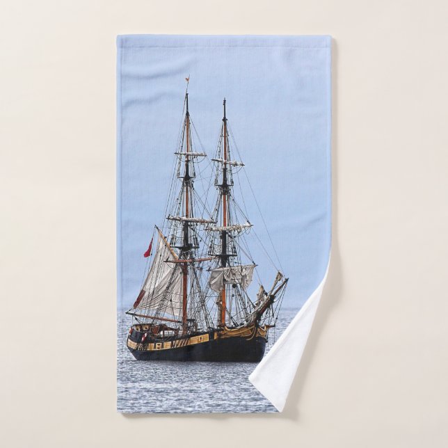 Bateau de pêche nautique Ciel bleu (Serviette à main)