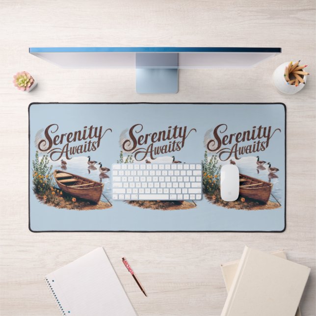 Bateau du lac Serene avec oies et Fleurs sauvages (Bureau 1)