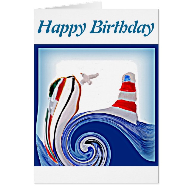 Bateau Nautique Abstrait phare Anniversaire (Devant)