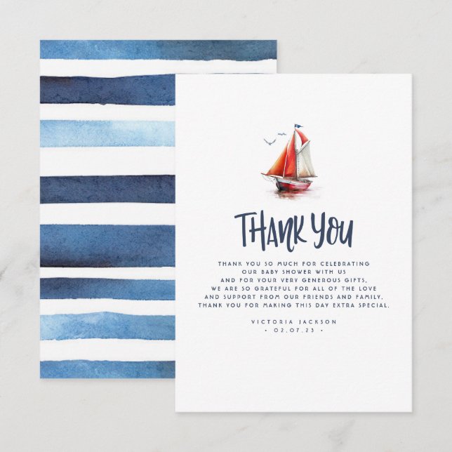Bateau nautique Bleu et Merci rouge (Devant / Derrière)