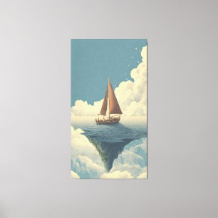 Bateau surréaliste naviguant à travers la toile de
