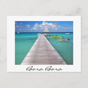 Bateaux à une jetée à Bora Bora carte postale blan