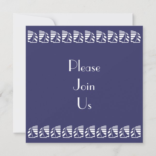 Bateaux à voile Bleu Blanc Nautique Invitations pe (Devant)