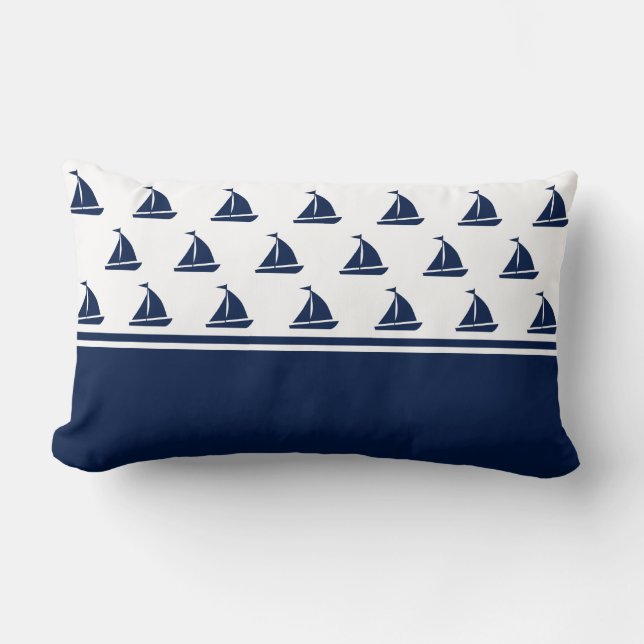 Bateaux à voile bleu marine Coussin Lumbar nautiqu (Recto)