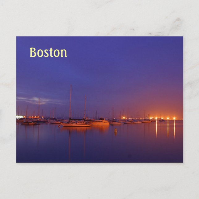 Bateaux à voile Boston à marina à la carte postale (Devant)