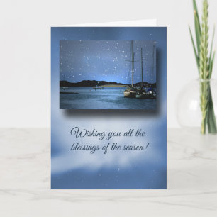 Bateaux à voile nautiques de Noël de carte de fin