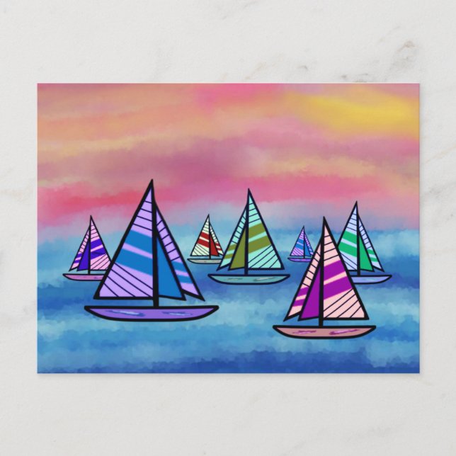 Bateaux à voile pour cartes postales Sunset (Devant)