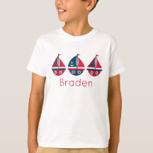 Bateaux à voile rayés T-shirt personnalisé