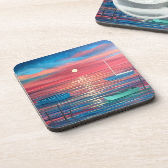 Bateaux dans le dessous de verre Sunset 6 (Côté gauche)