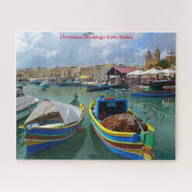 Bateaux de pêche de Malte. Puzzle (Horizontal)