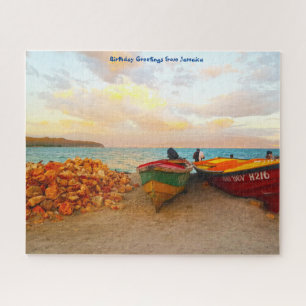 Bateaux de pêche sur une plage jamaïcaine. Puzzle