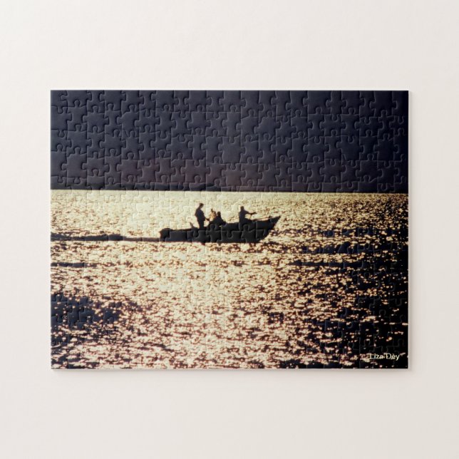 'Bateaux solitaires à Twilight' Puzzle (Horizontal)