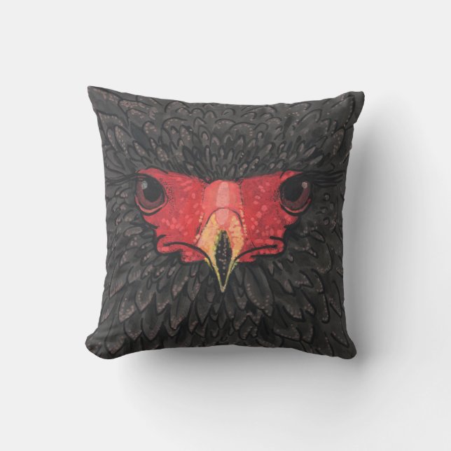 Bateleur Eagle African Bird Portrait Paper Collage Throw Pillow (Front)